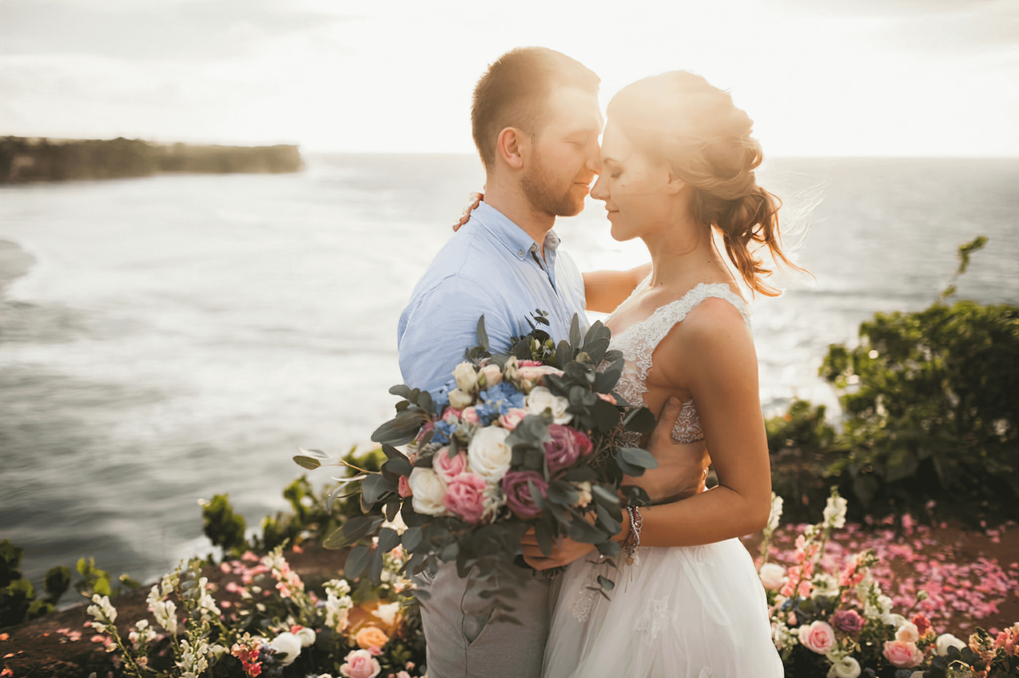 Pro Wedding PhotograperCouple On Beach Sunset Pro Wedding Photographer